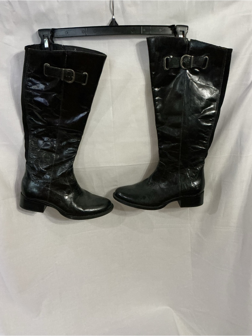 Born Black Leather Knee-High Riding Boots with Side Buckle - Picture 3 of 5